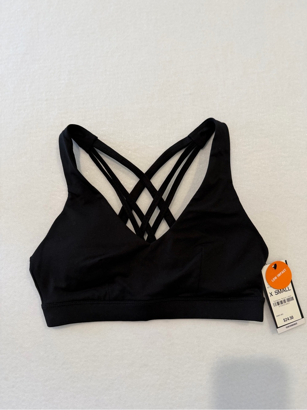 Ideology Black Strappy Sports Bralette with Crisscross Back XS New